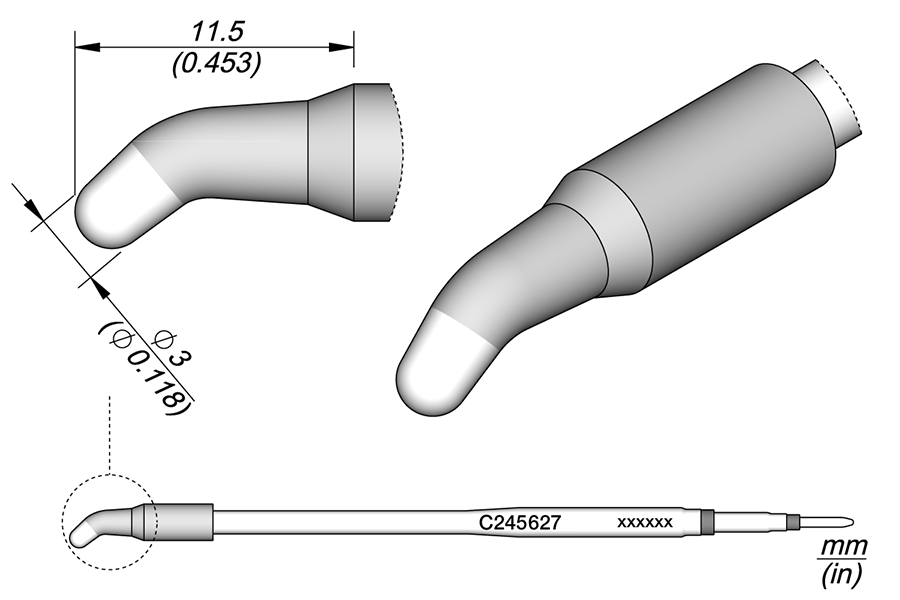 C245627 - Conical Bent Cartridge Ø 3